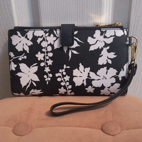 Michael Kors Jet Set Navy Floral Double Zip Wristlet - Picture 3 of 13